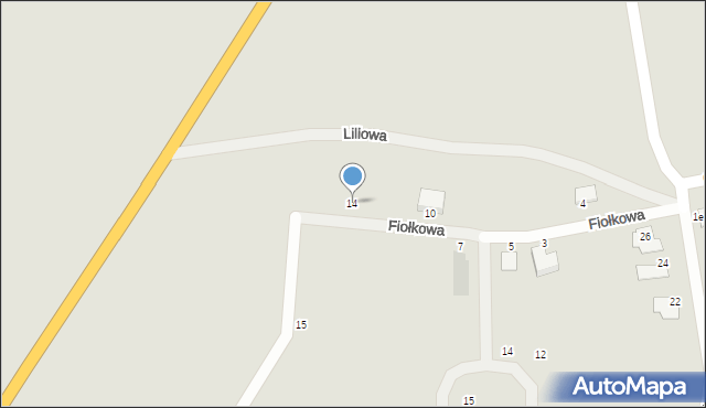 Trzebnica, Fiołkowa, 14, mapa Trzebnica