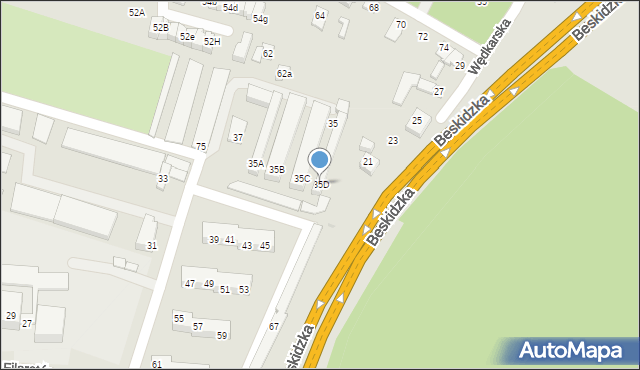 Tychy, Filaretów, 35D, mapa Tychów