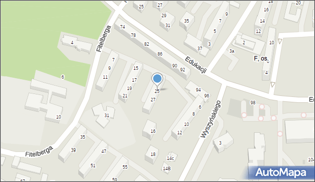 Tychy, Fitelberga Grzegorza, 25, mapa Tychów