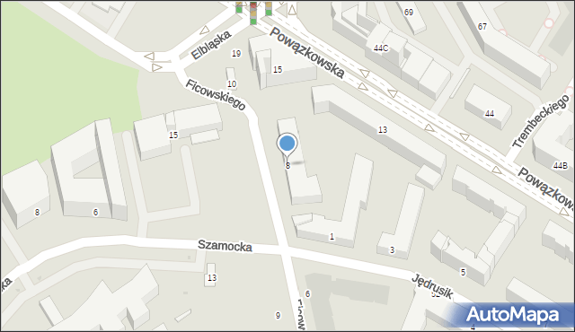 Warszawa, Ficowskiego Jerzego, 8, mapa Warszawy