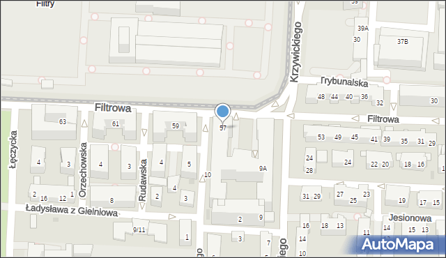 Warszawa, Filtrowa, 57, mapa Warszawy
