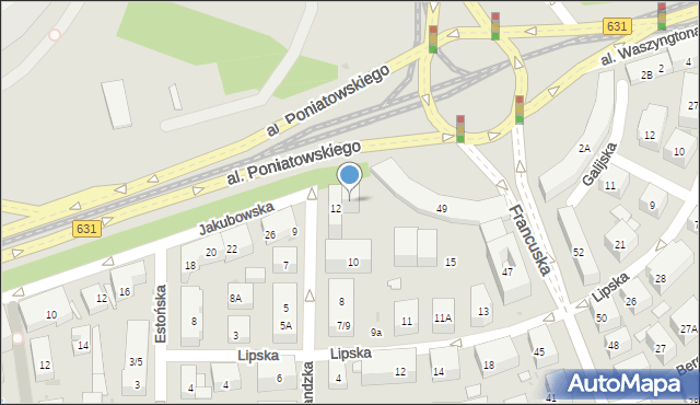 Warszawa, Finlandzka, 12A, mapa Warszawy