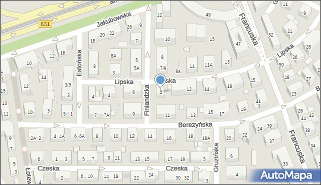 Warszawa, Finlandzka, 4, mapa Warszawy