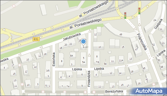 Warszawa, Finlandzka, 7, mapa Warszawy