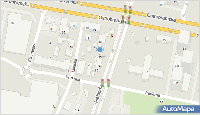 Warszawa, Fieldorfa-Nila Augusta Emila, gen., 45, mapa Warszawy