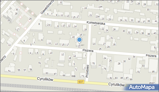 Warszawa, Fiszera Stanisława, 21, mapa Warszawy