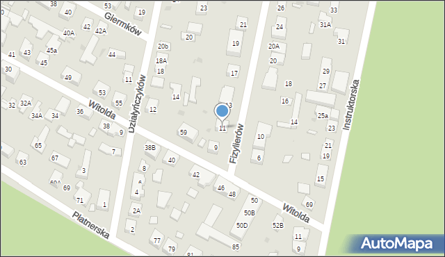 Warszawa, Fizylierów, 11, mapa Warszawy