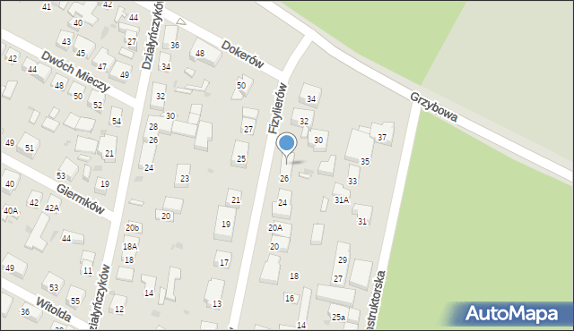 Warszawa, Fizylierów, 28, mapa Warszawy