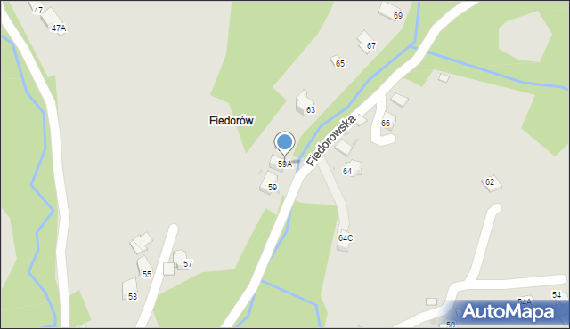 Wisła, Fiedorowska, 59A, mapa Wisła