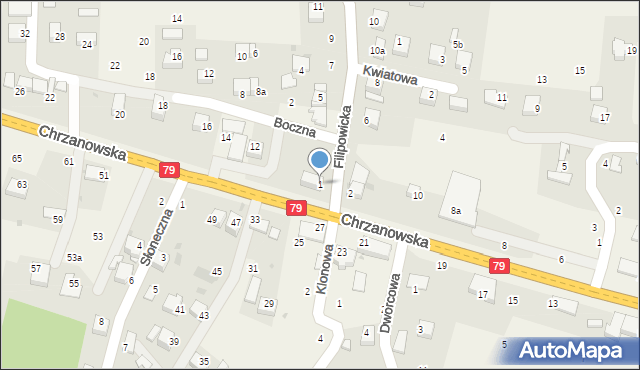 Wola Filipowska, Filipowicka, 1, mapa Wola Filipowska