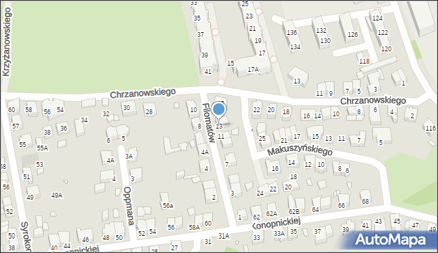 Wrocław, Filomatów, 13, mapa Wrocławia