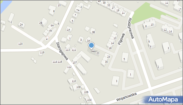 Wrocław, Figowa, 22b, mapa Wrocławia