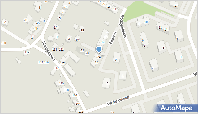 Wrocław, Figowa, 24, mapa Wrocławia