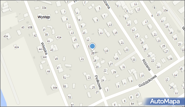 Występ, Fiołkowa, 16, mapa Występ