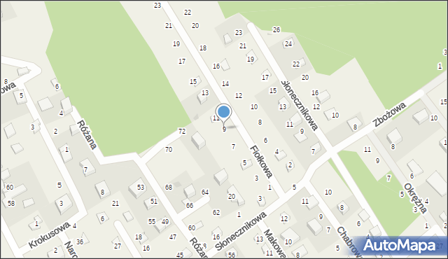 Zbychowo, Fiołkowa, 9, mapa Zbychowo