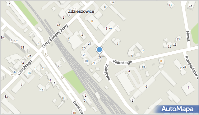 Zdzieszowice, Filarskiego, 2A, mapa Zdzieszowice