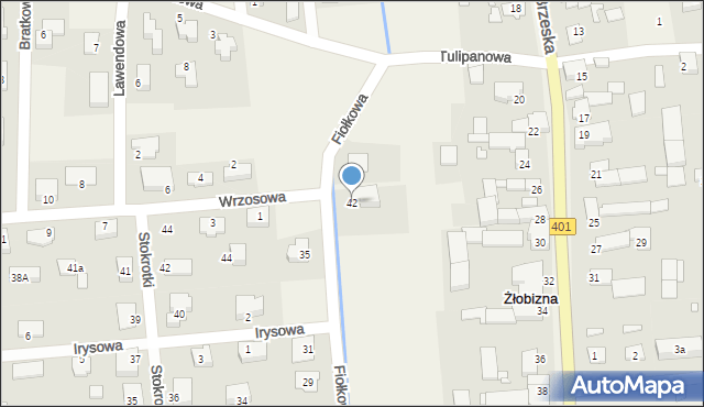 Żłobizna, Fiołkowa, 42, mapa Żłobizna