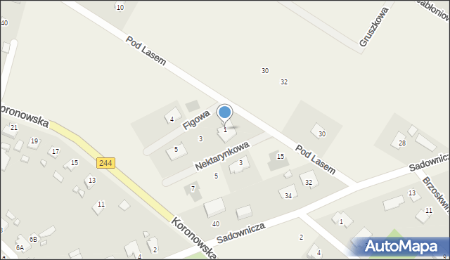 Żołędowo, Figowa, 1, mapa Żołędowo