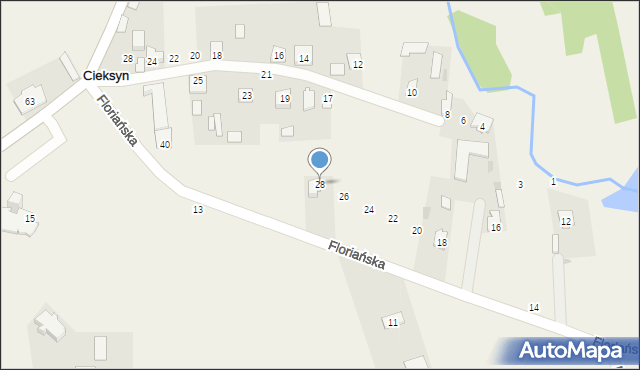Cieksyn, Floriańska, 28, mapa Cieksyn