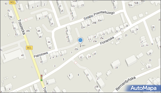 Gliwice, Floriańska, 9, mapa Gliwic