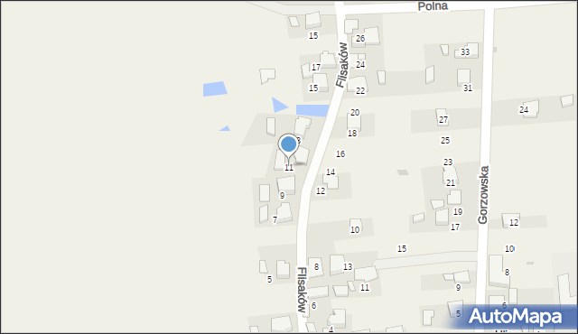 Gorzów, Flisaków, 11, mapa Gorzów