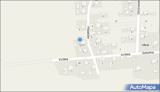 Gorzów, Flisaków, 3, mapa Gorzów