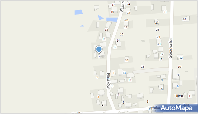 Gorzów, Flisaków, 7, mapa Gorzów