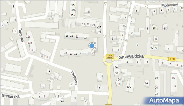 Gryfino, Flisacza, 1, mapa Gryfino