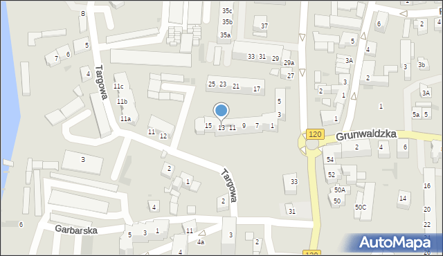 Gryfino, Flisacza, 13, mapa Gryfino