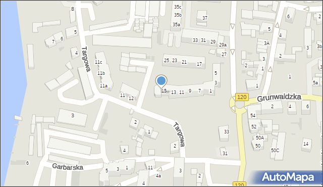 Gryfino, Flisacza, 15a, mapa Gryfino