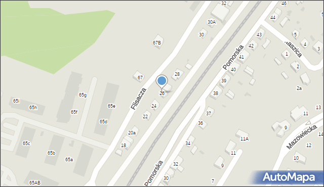 Gryfino, Flisacza, 26, mapa Gryfino