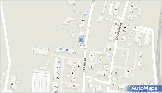 Gryfino, Flisacza, 51, mapa Gryfino