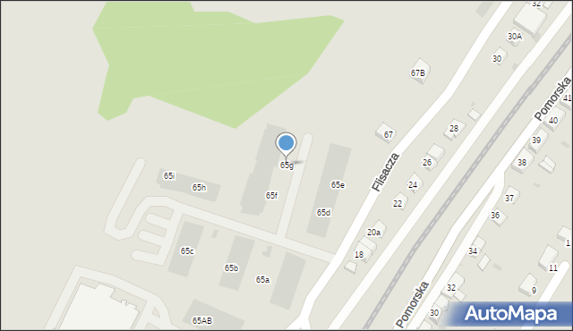 Gryfino, Flisacza, 65g, mapa Gryfino