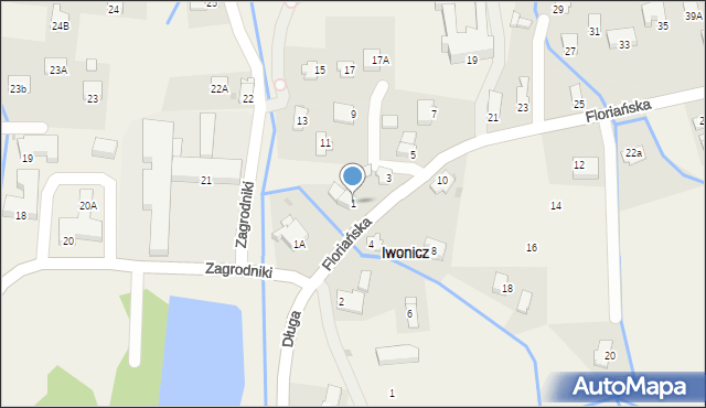 Iwonicz, Floriańska, 1, mapa Iwonicz