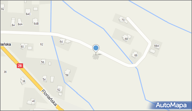 Iwonicz, Floriańska, 64b, mapa Iwonicz