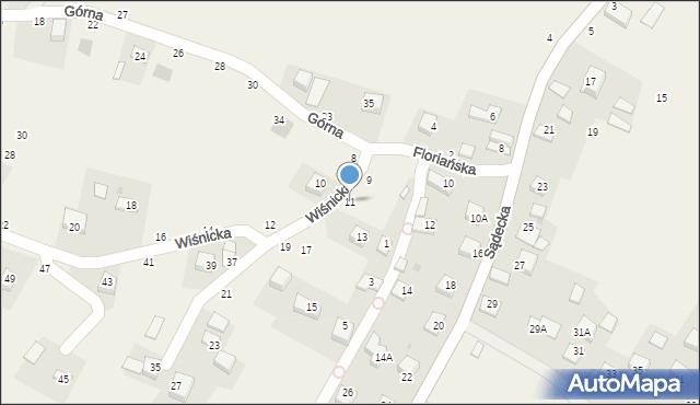 Jasień, Floriańska, 11, mapa Jasień