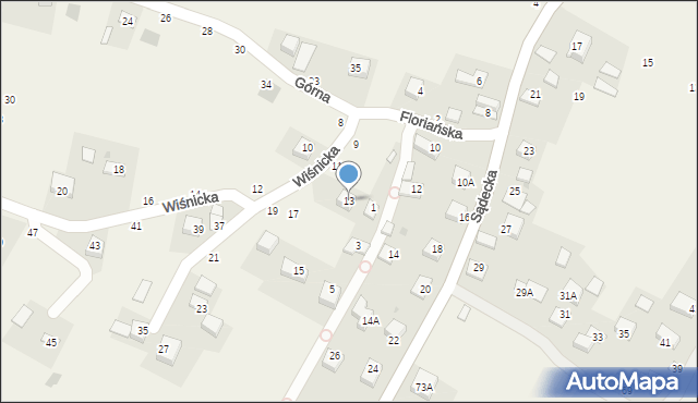 Jasień, Floriańska, 13, mapa Jasień