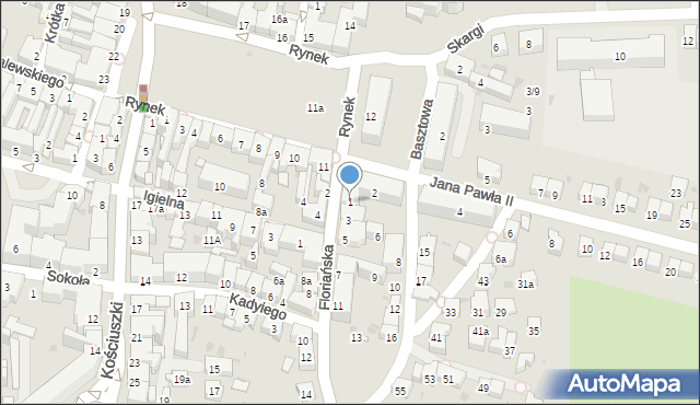 Jasło, Floriańska, 1, mapa Jasła