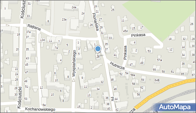 Jasło, Floriańska, 28, mapa Jasła