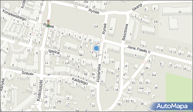 Jasło, Floriańska, 4, mapa Jasła