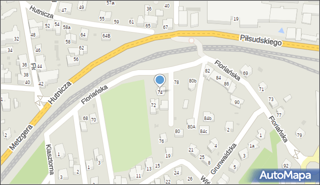 Jasło, Floriańska, 74, mapa Jasła