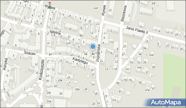 Jasło, Floriańska, 8a, mapa Jasła