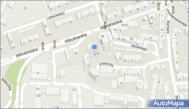 Katowice, Fliegera Stanisława, 14, mapa Katowic