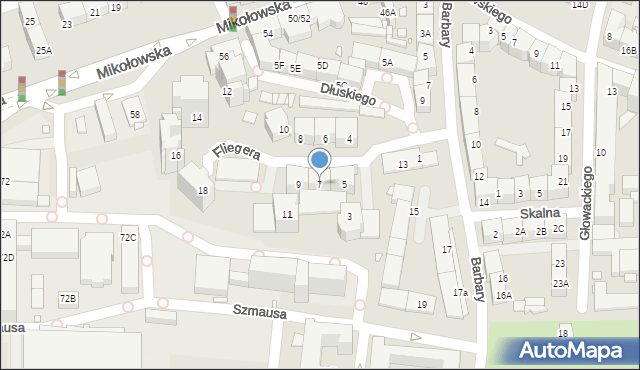 Katowice, Fliegera Stanisława, 7, mapa Katowic