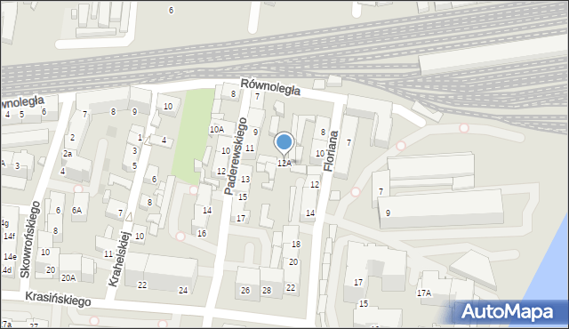 Katowice, Floriana, 12A, mapa Katowic