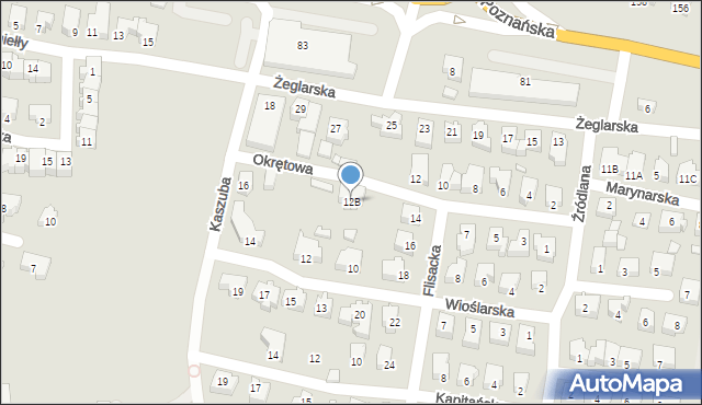 Konin, Flisacka, 12B, mapa Konina