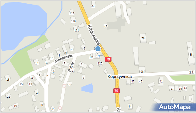 Koprzywnica, Floriańska, 1/1, mapa Koprzywnica