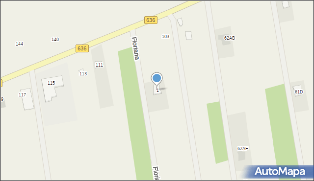 Kozły, Floriana, 1, mapa Kozły