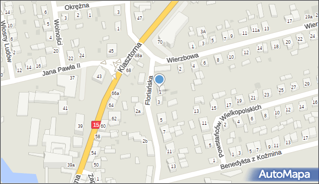 Koźmin Wielkopolski, Floriańska, 1a, mapa Koźmin Wielkopolski