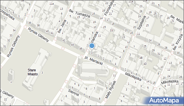 Kraków, Floriańska, 1, mapa Krakowa